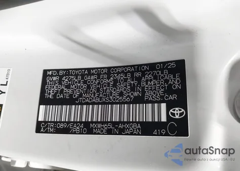 2025 Toyota Prius Nightshade z USA, uszkodzony, nr VIN JTDADABUXS3025567